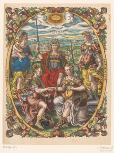 Personifications of Justice, Charity, Prudence, Peace, and Republic by Jost Amman