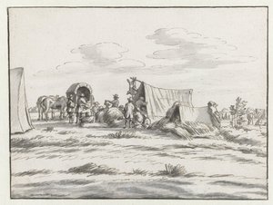 View of an Encampment of the Army of William III near Leuven by Josua de Grave