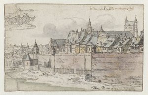 View of the Walls of Maastricht with the Onze-Lieve-Vrouwekerk in the Background by Josua de Grave