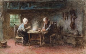 A Frugal Meal by Jozef  Israels