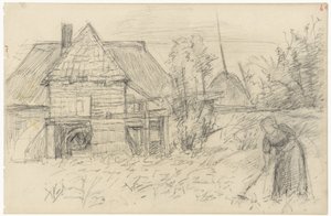 Watermill with Raking Woman by Jozef Israëls