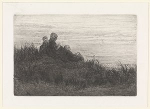 Dune Landscape with Mother and Children by Jozef Israëls