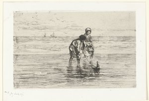 Children Playing with a Boat on the Beach by Jozef Israëls