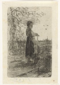 Girl Leaning on a Shovel