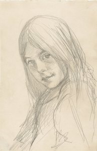 Portrait of a Girl with Loose Hair by Jozef Israëls