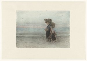 Woman with Child Walking on the Beach by Jozef Israëls