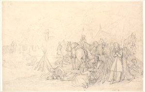 French Soldiers Bivouacking on the Battlefield after a Battle by Jørgen V. Sonne