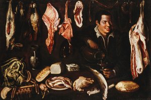 A Youth Pouring Wine in a Larder