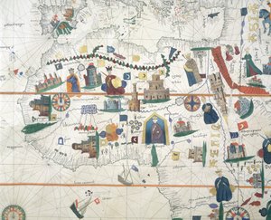 Detail of Africa and Mediterranean Basin, marine chart