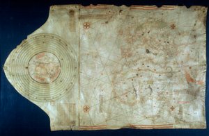 Marine Chart of Juan de la Cosa, Cartographer Companion of Navigator Christopher Columbus
