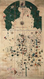 Portolan-Nautical Planisphere Chart by Juan de la Cosa, Circa 1500