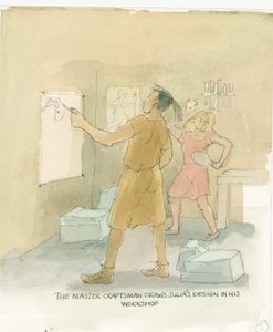 The Master Craftsman Draws Out Designs for Julia