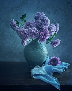 Tranquil Purple Roses by Judy Tseng