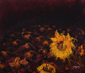Dark Glowing Sunflowers