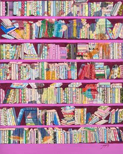 Vibrant Pink Bookshelves