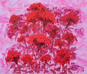 Vibrant Red Floral Garden by Jukyong Park