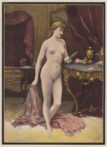 Woman with a mirror by Jules (after) Scalbert