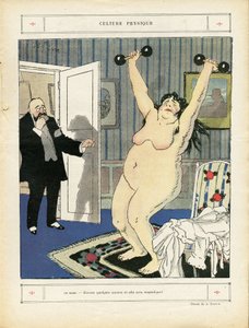Illustration in Le Rire, 03/05/13 - Physical Culture - Sport, Obesity, Nudity - Women by Jules Abel Faivre