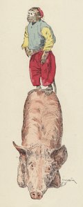 Monkey riding a pig by Jules Arsene (after) Garnier