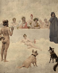 The God of the Gardens Priapus Before the Council of the Gods. Pantagruel. Illustration by Jules Garnier. In 