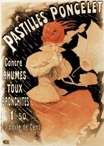 Advertising poster for Pastilles Poncelet, a cold and bronchitis remedy, 1896