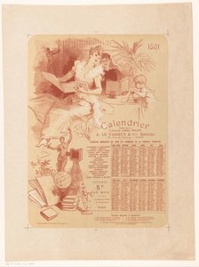 Calendar of Bookstore Abel Pilon and Publisher A. Le Vasseur & Cie for the Year 1891 by Jules Cheret