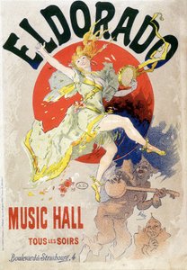 Poster for the Music Hall scheduled every night at the Eldorado Theatre, boulevard de Strasbourg in Paris. Around 1900 (lithograph)