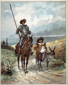 Don Quixote and Sancho Panza - Illustration of Jules David from Histoire de Don Quixote by Miguel de Cervantes Saavedra