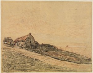 Coastal Landscape near Cayeux with Two Huts by Jules Dupré