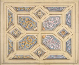 Design for a Coffered Ceiling Decorated with Rinceaux by Jules Edmond Charles Lachaise and Eugène Pierre Gourdet