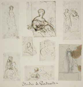 Group of Portrait and Compositional Studies by Jules Elie Delaunay