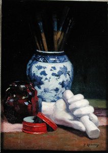 Still Life with a Blue Vase by Jules Ernest Renoux