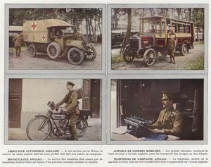 Ambulance Automobile Anglaise, Autobus de Londres Mobilises, Motocycliste Anglais, Telephones de Campagne Anglais