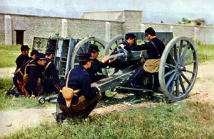 French Soldiers with a Mortar in Action during the Battle of the Marne East of Paris, September 1914