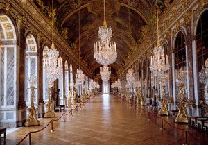 View of the Galerie des Glaces in Versailles by Jules Hardouin Mansart