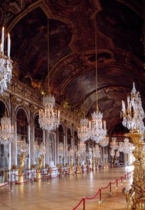 View of the Galerie des Glaces in Versailles restored by Jules Hardouin Mansart