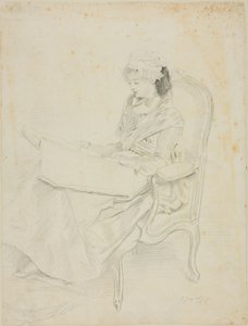 Seated Young Woman Reading by Jules Jacquet