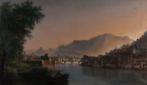 View of Grenoble in the 19th century by Jules Jean Baptiste Guedy