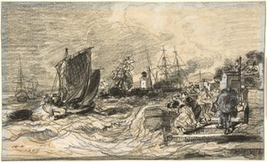 Breton Port with an Approaching Storm by Jules Noël