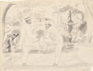 Two Men in the Park by Jules Pascin