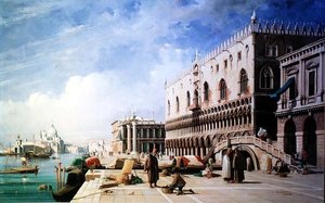 The Quayside, Venice by Jules Romain Joyant