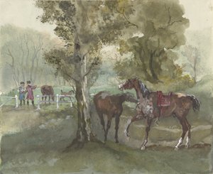 Horses in the Meadow by Jules baron Finot