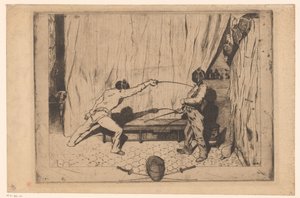 Two Fencers in Action by Jules de Goncourt