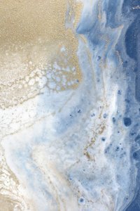 Swirling Blue and Gold Patterns Resemble a Cosmic Landscape by Julia Contacessi