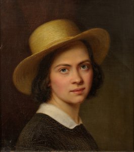 Self-Portrait (with Straw Hat) by Julie Wilhelmine Hagen Schwarz
