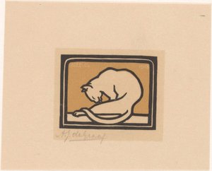 Cat Washing Itself by Julie de Graag (signed by artist)