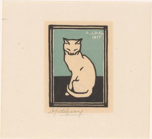 Sitting cat with closed eyes