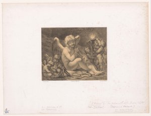 Cupid and putti sharpening their arrows by Julien Leopold Boilly