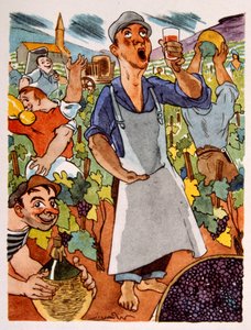 French Vineyard. 1944. Illustration by Julien Pavil