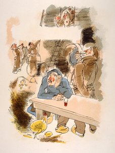 Humorous Wine Illustration 1946. Illustration by Julien Pavil by Julien Pavil